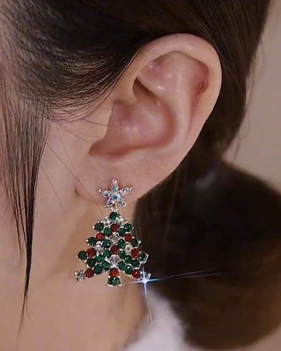 Boucles d'oreilles à tige en forme de sapin de noël