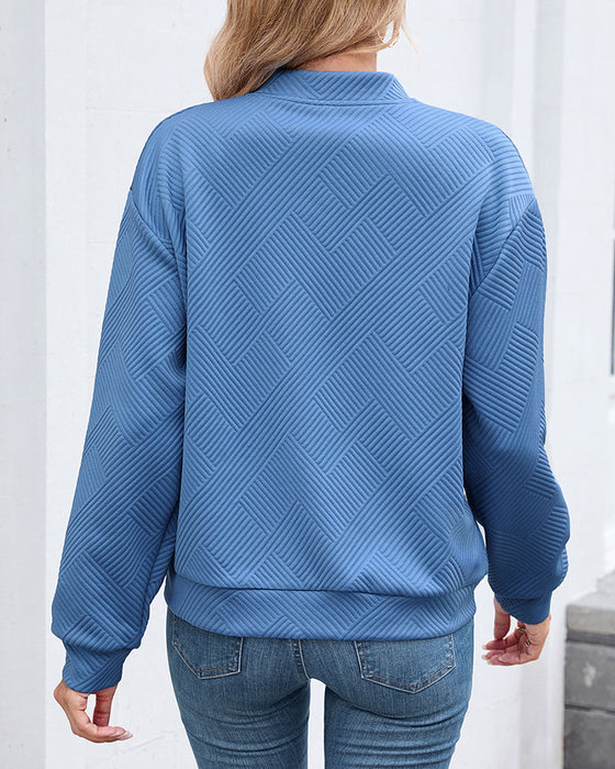 Manteau Uni Col Baseball Manches Longues