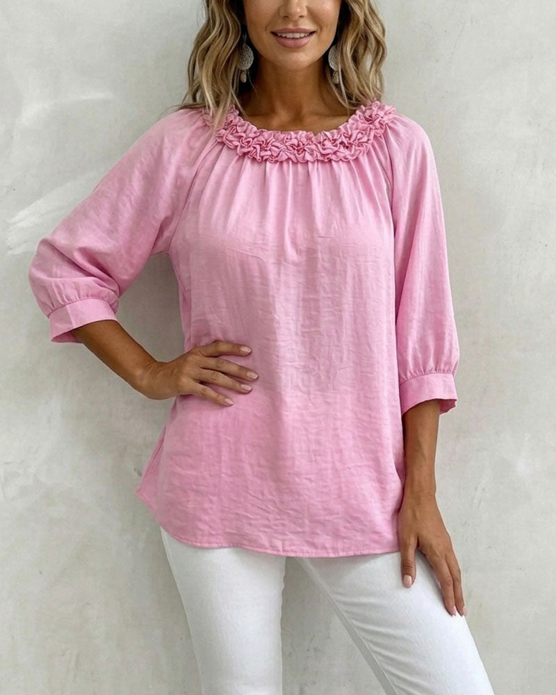 Blouse Manches Courtes Fleurie Large