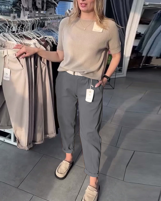 Pantalon Uni Décontracté Droit