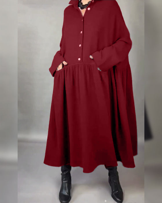 Robe Oversize En A Avec Col À Boutons