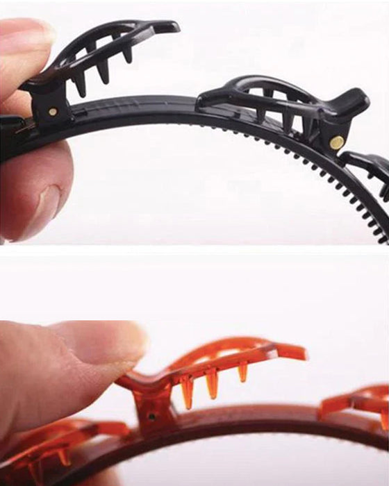 Coiffure à double frange avec épingle à cheveux