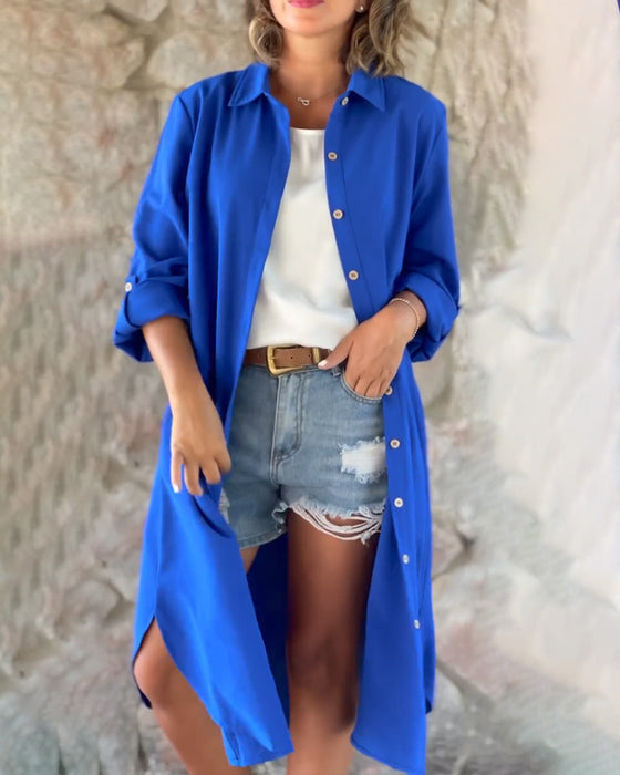 Haut à manches longues de couleur unie