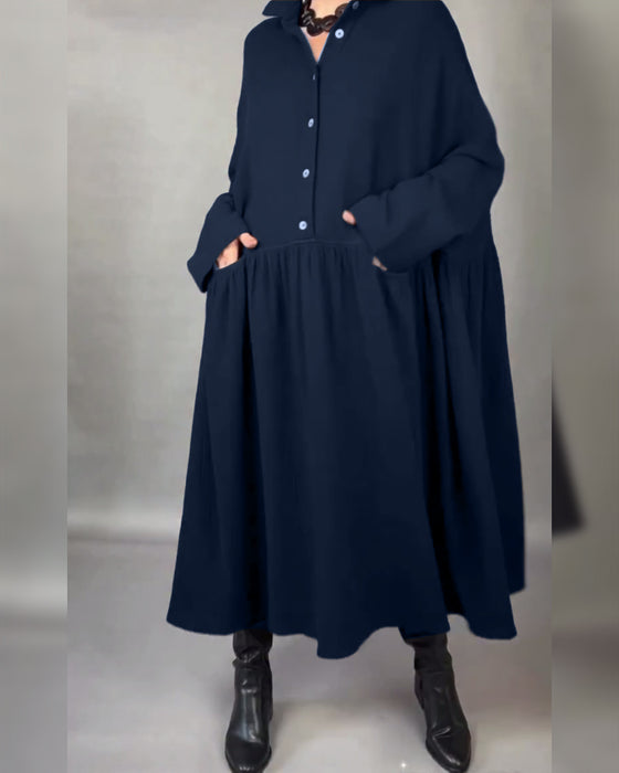 Robe Oversize En A Avec Col À Boutons