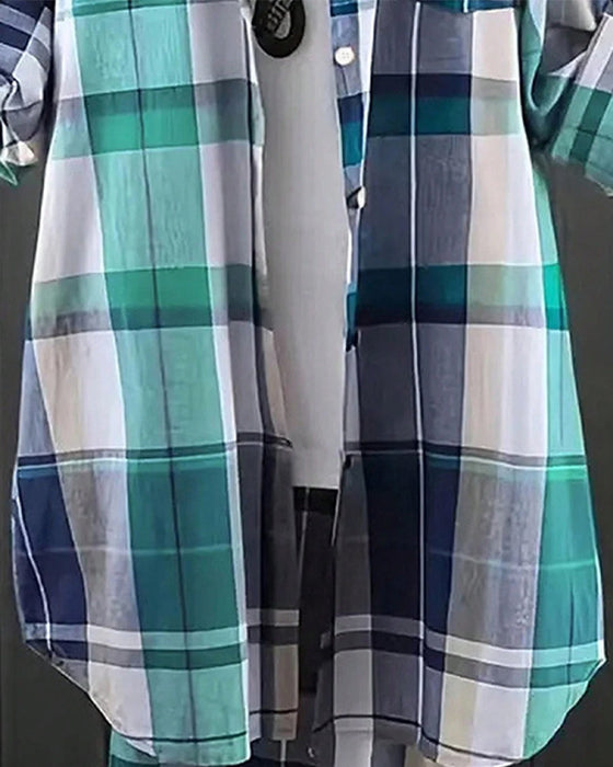 Chemise Décontractée À Carreaux Contraste