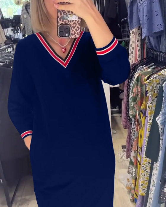 Robe col V avec poches