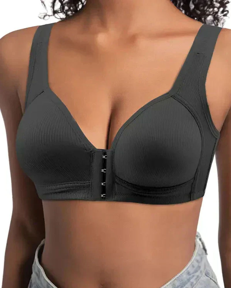 Soutien-gorge push-up à fermeture avant réglable. Sans armatures, sans coutures avec maintien latéral pour un confort quotidien printemps-été.