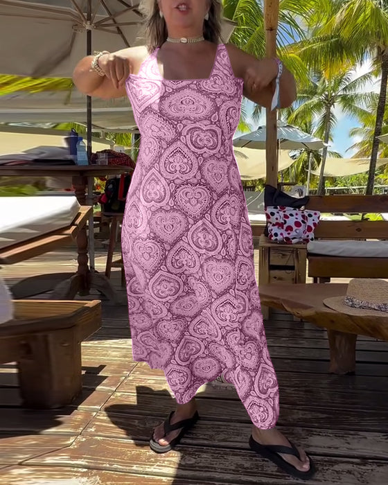 Maillot de Bain Sans Bretelles Cœur Imprimé Vacances