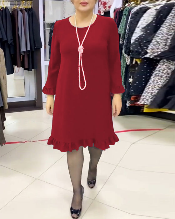 Robe unie à volants patchwork