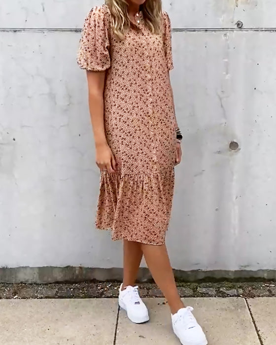 Robe droite imprimée à manches courtes