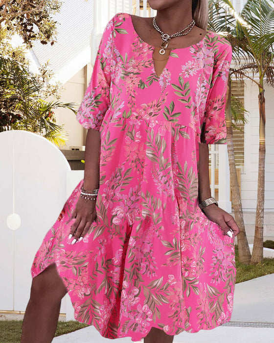 Robe droite à imprimé floral