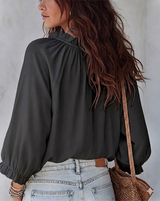 Blouse Col V Lacets