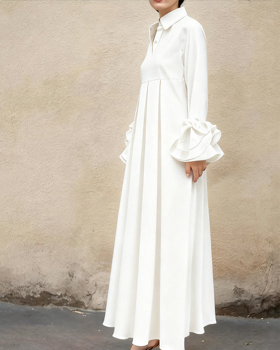 Robe Mode Col Chemise Évasé