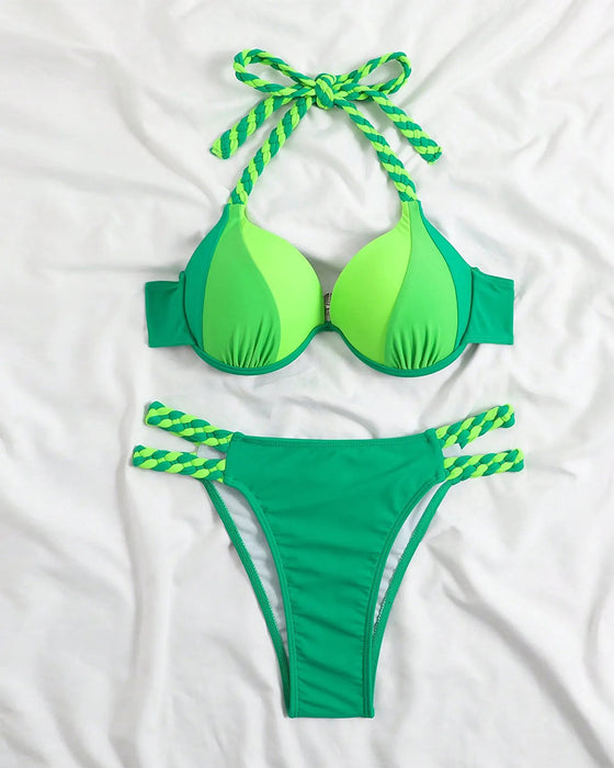 Ensemble bikini dos nu bloc de couleur