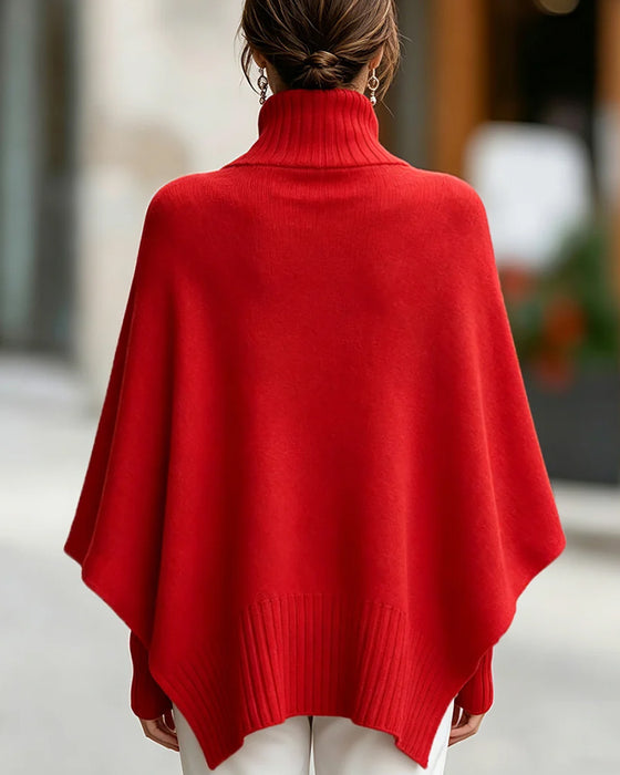 Pullover Col Haut Asymétrique Style Poncho