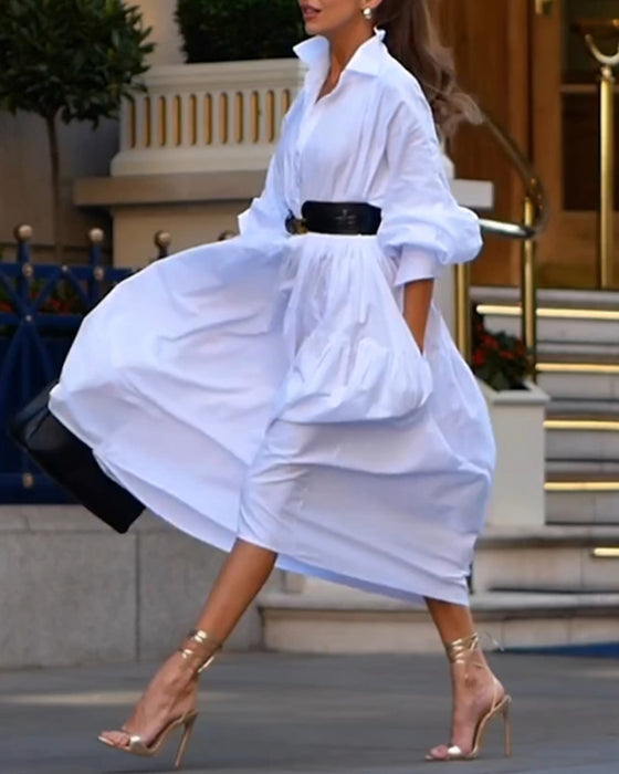 Robe décontractée ample et complète de couleur unie