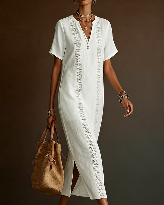 Robe Décontractée Uni À Fente