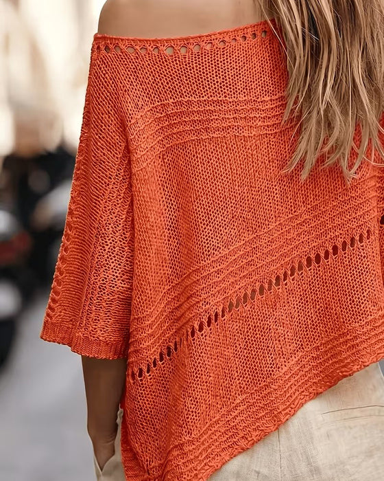Pullover Une Épaule Évidé Tricoté