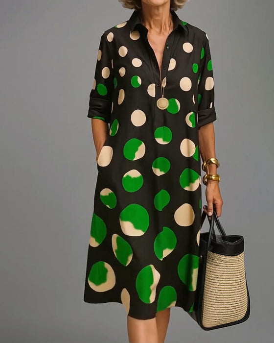 Robe Boutonnée Pois Poche