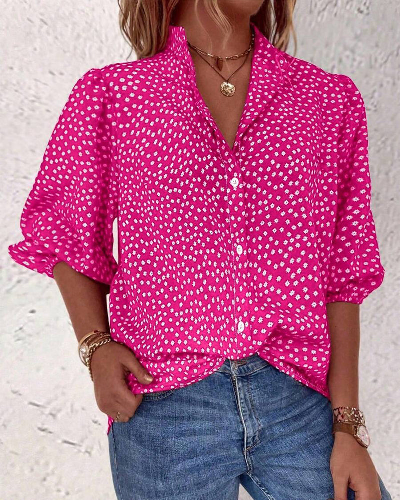 Chemise Petite Florale Manche Bouffante