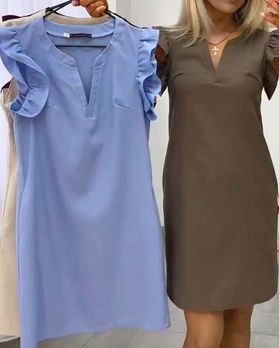 Robe Manche Volantée Droit