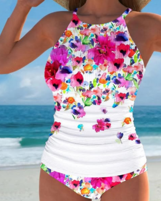 Maillot De Bain À Collier Et Floral Romantique