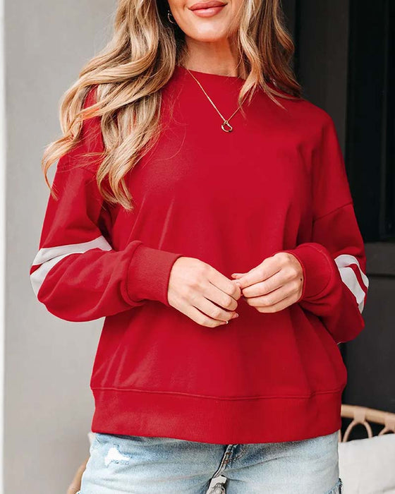 Sweatshirt Col Rond Manches Longues Color-Block