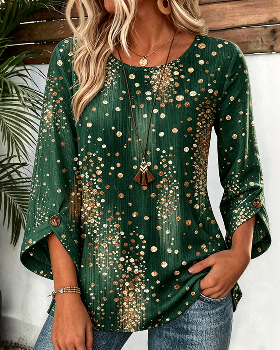 Blouse Col Rond Polka Dot