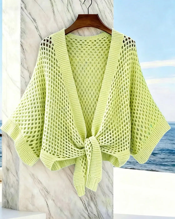 Cardigan À Nouer Devant Ourlet Ajouré