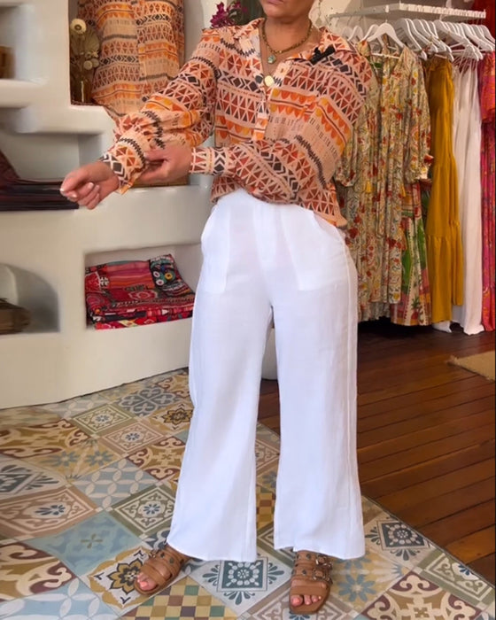 Chemise à revers et imprimé rétro