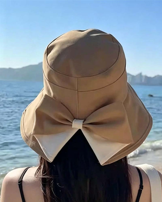 Chapeau Femmes Large Bord Pliable Nœud Soleil