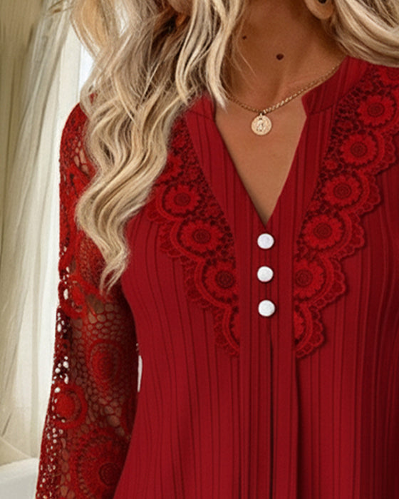 Robe Dentelle Patchwork Col V