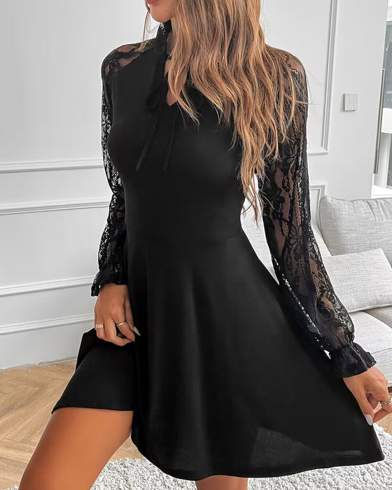 Robe Dentelle Patchwork Élégante Slim
