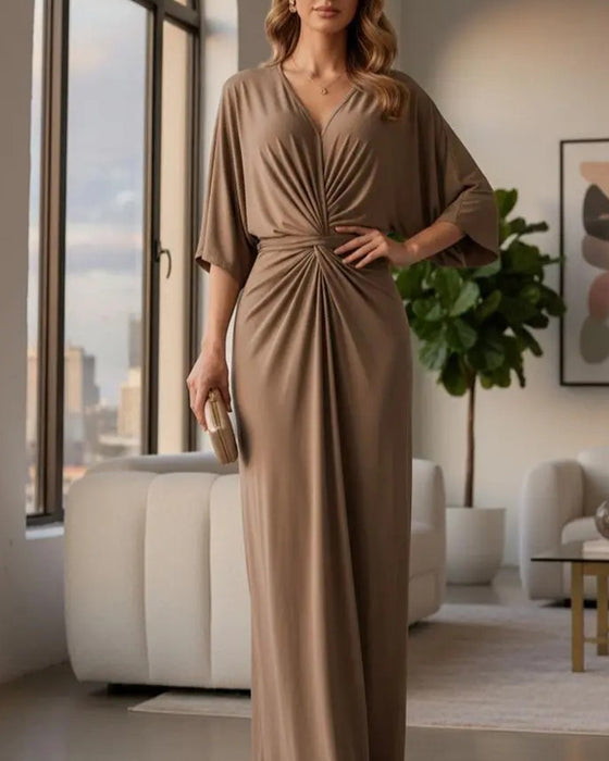 Robe Décontractée Unie À Col V
