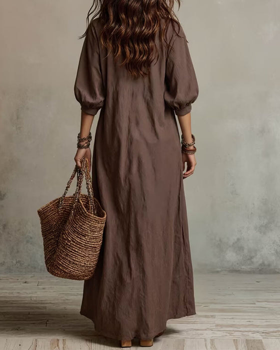 Robe Texturée Longue Cardigan Chemise