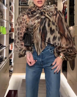 Chemisier Imprimé Léopard Mode Ruban