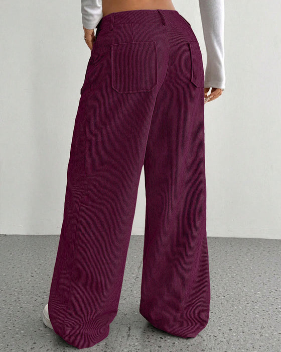 Pantalon Devant Dos Poche Unie Jambe Droite Long