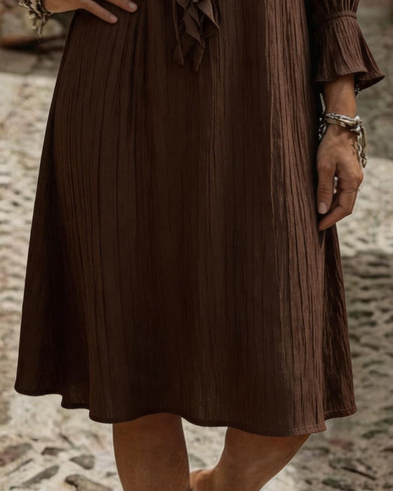 Robe Col Volant Attacher Trois Quart Manche
