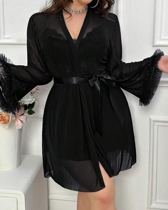 Sexy Dentelle Chemise de Nuit Jarretelles Ensemble