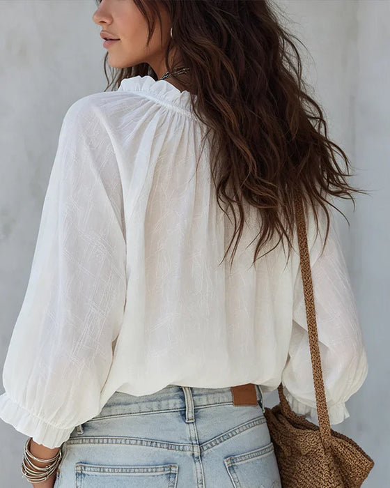Blouse Col V Lacets