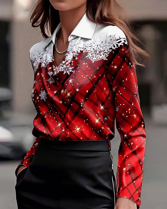 Blouse à imprimé flocons de neige tendance