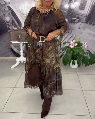 Robe Élégante Imprimé Florale Longue