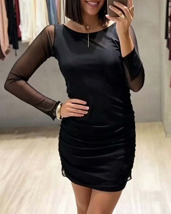 Robe Col-Rond Maille Froncé Slim