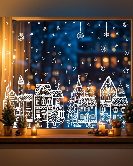 Autocollants De Fenêtre Village De Noël