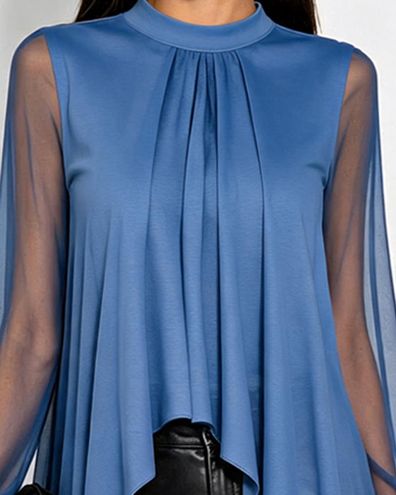 Blouse Froncée Irrégulière Décontractée