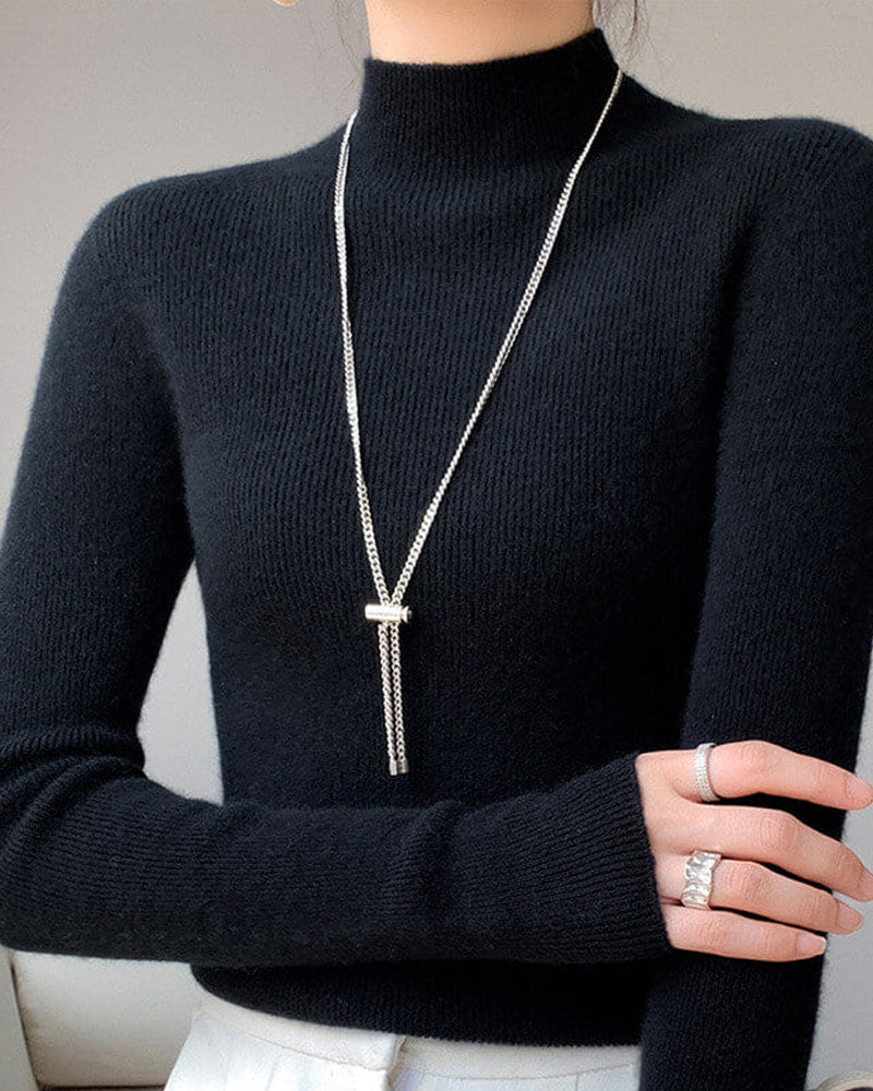 Pull Tricoté À Col Mi-Haut