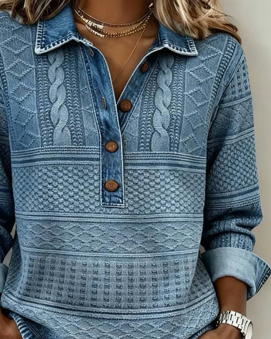 Sweat Tendance Demi-Boutonné Revers