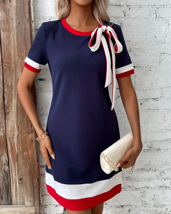 Robe Manches Courtes Bande Contraste