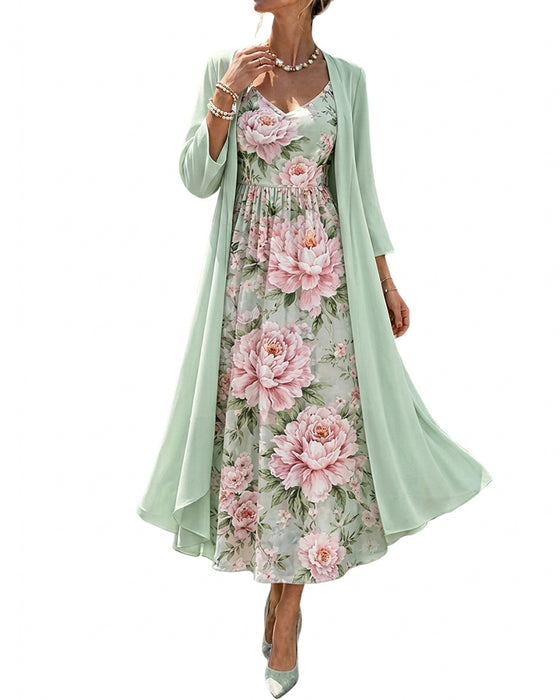 Set Imprimé Floral Robe Deux Pièces