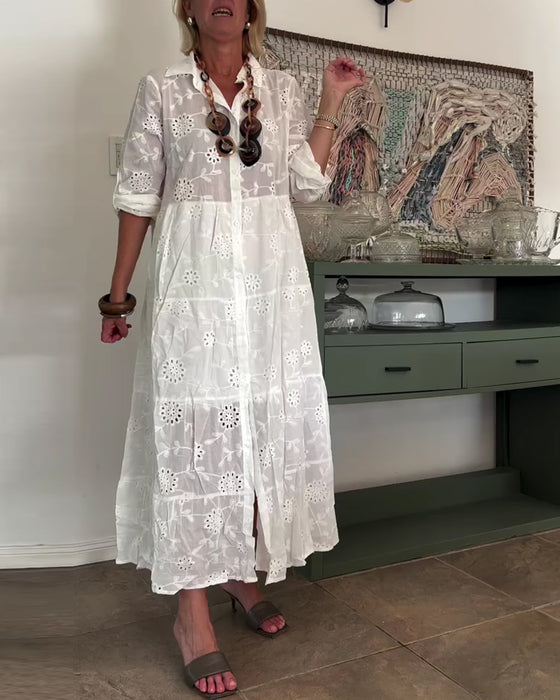 Robe Élégant Creux Fleur